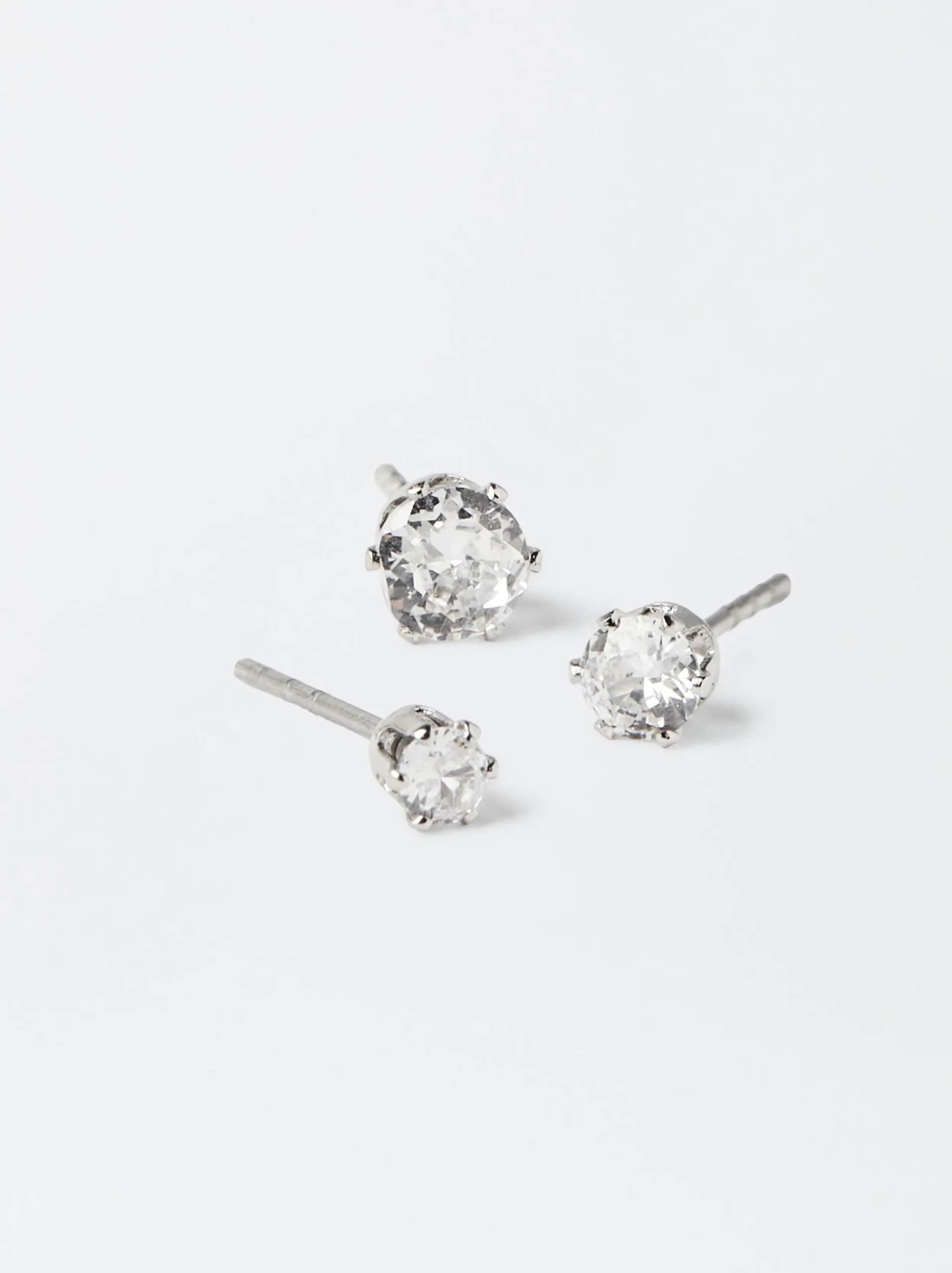 PARFOIS Set De Pendientes Cortos Brillantes Plateado Best