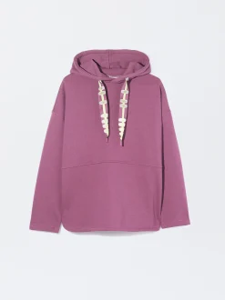 PARFOIS Sudadera Algodón Com Capucha Burdeos Flash Sale