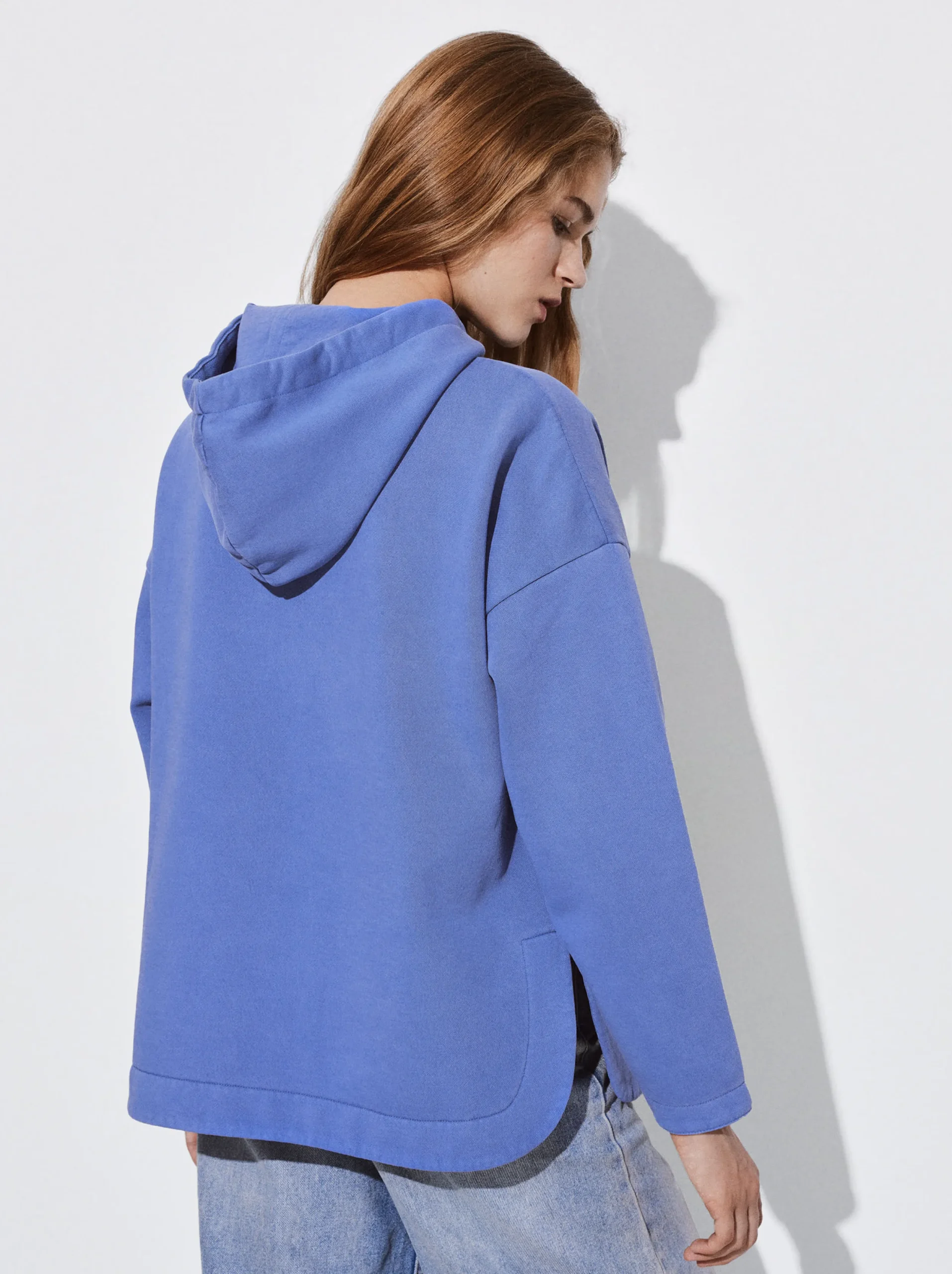 PARFOIS Sudadera Con Capucha Y Detalle De Cordón Azul Cheap