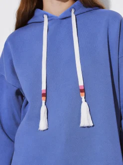 PARFOIS Sudadera Con Capucha Y Detalle De Cordón Azul Cheap