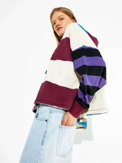 PARFOIS Sudadera Rayas Con Capucha Burdeos Flash Sale