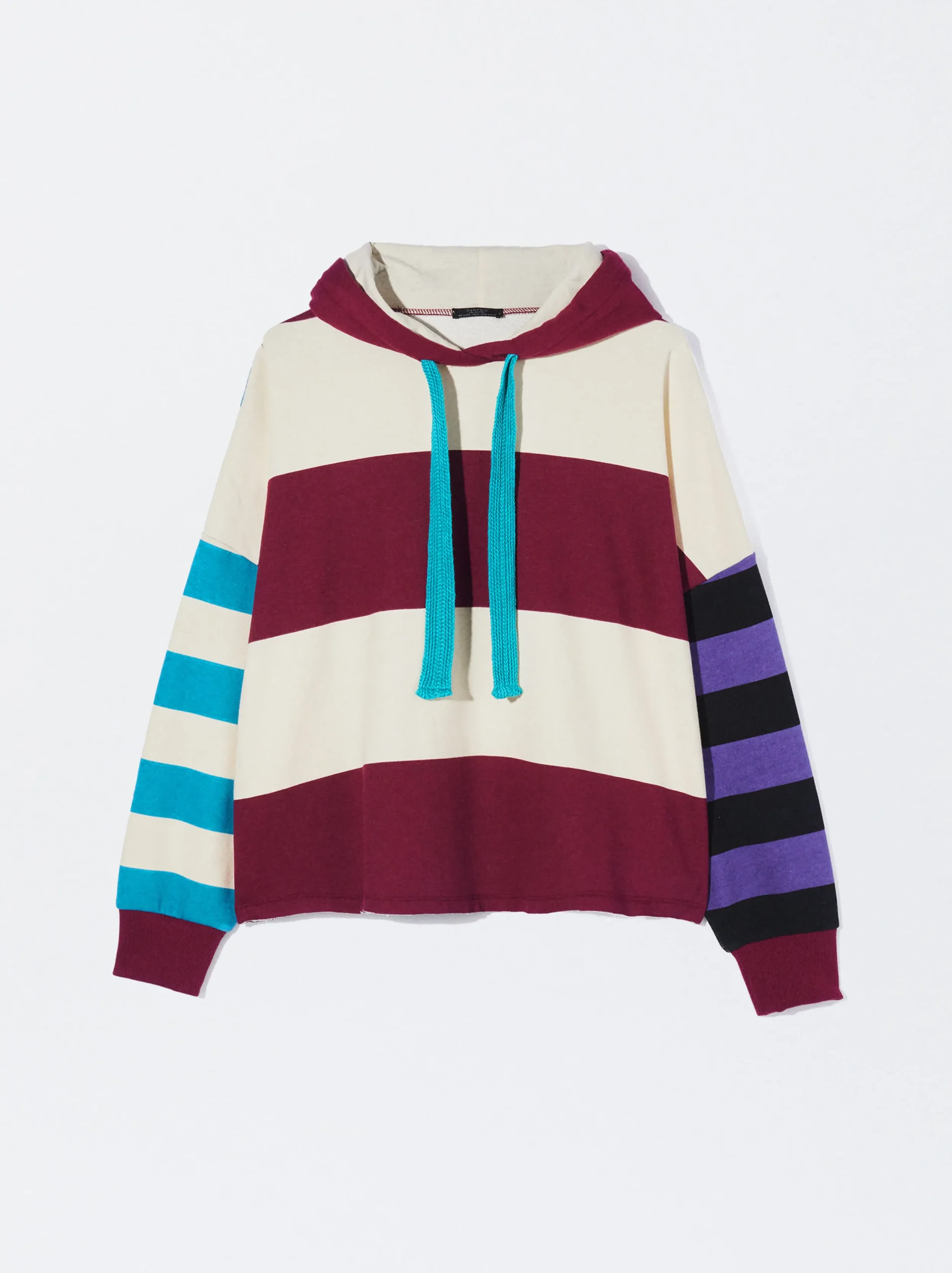 PARFOIS Sudadera Rayas Con Capucha Burdeos Flash Sale