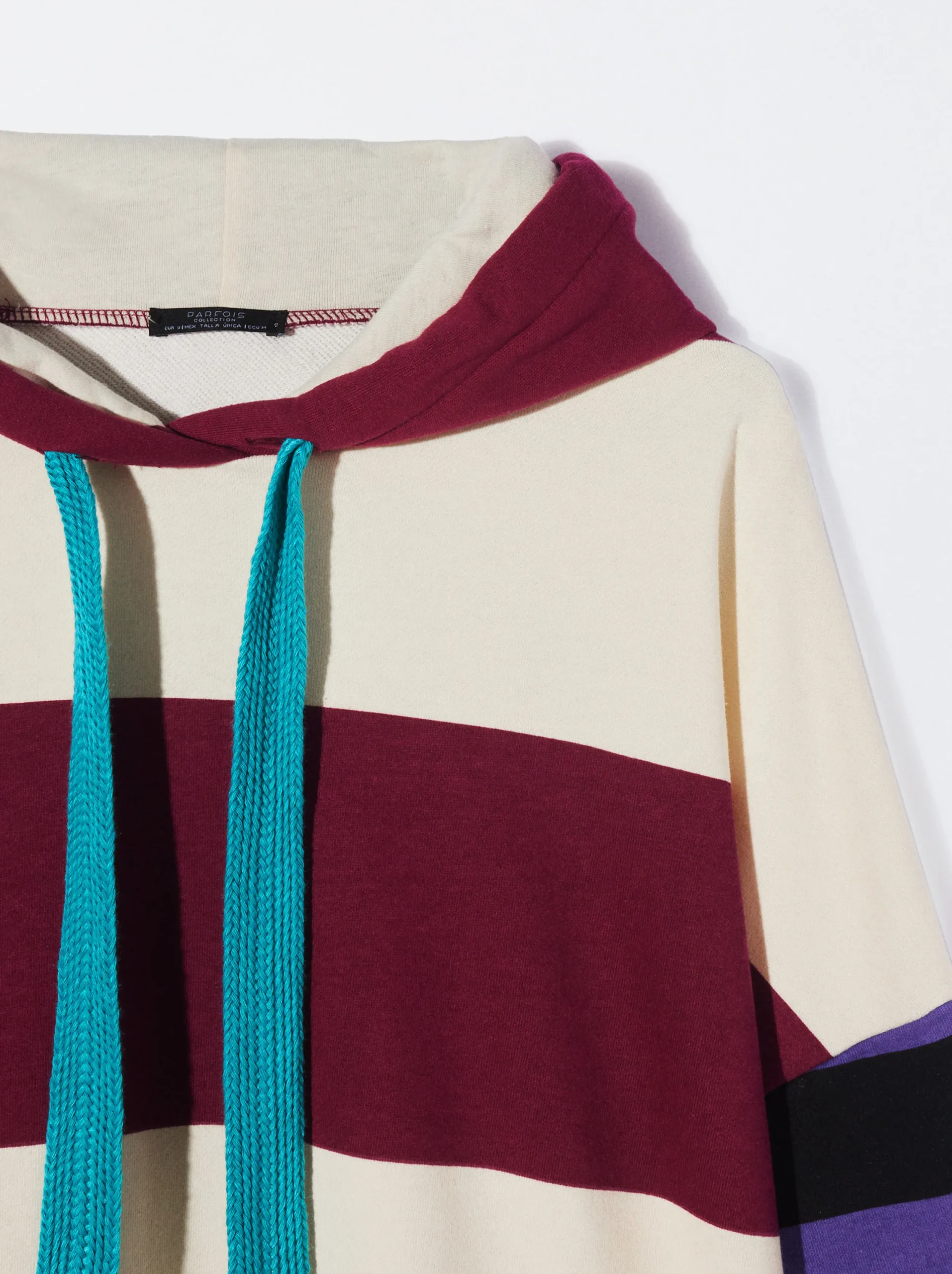 PARFOIS Sudadera Rayas Con Capucha Burdeos Flash Sale