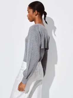 PARFOIS Sweater Con Abertura En Escote Gris Clearance