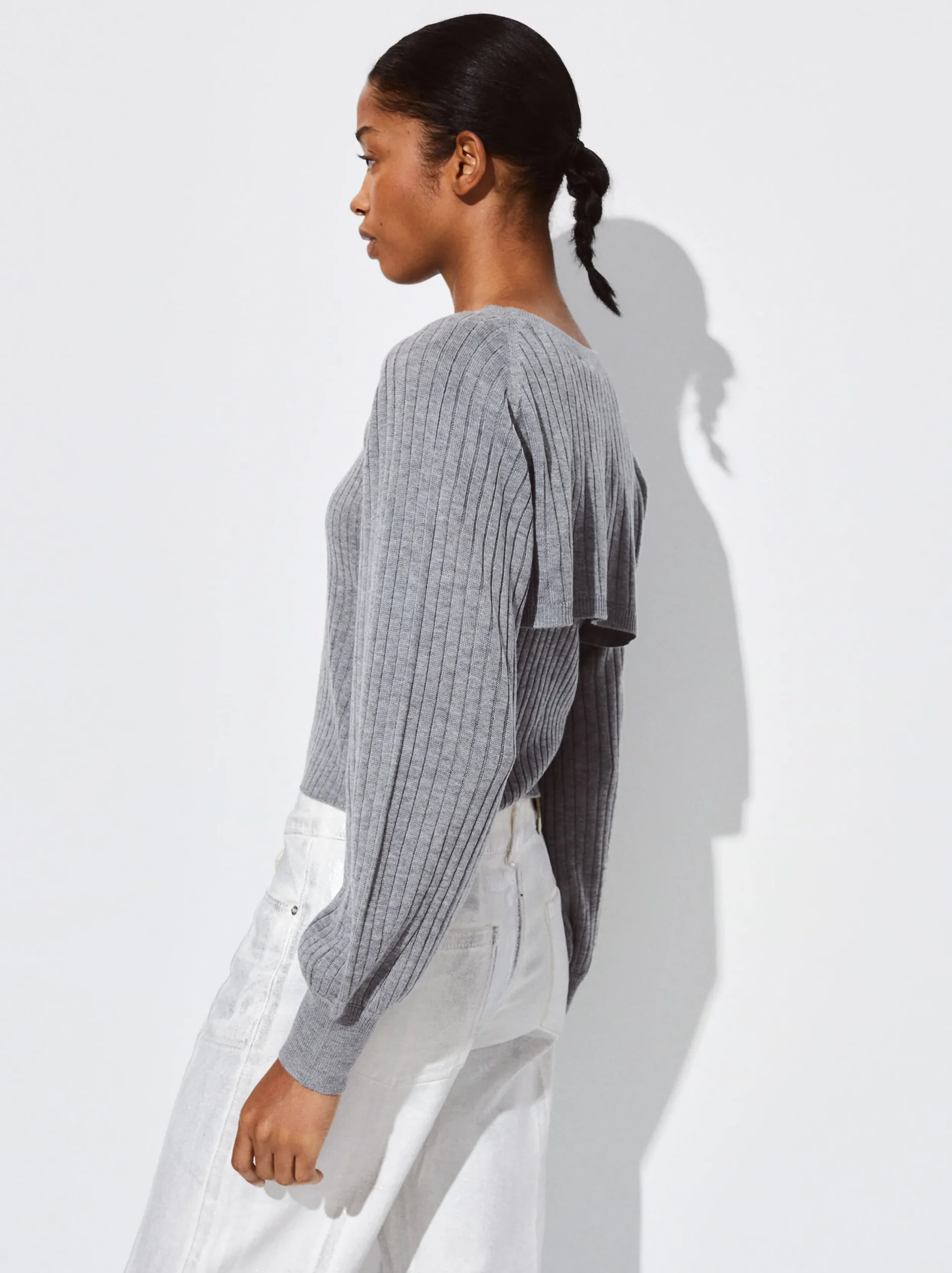 PARFOIS Sweater Con Abertura En Escote Gris Clearance
