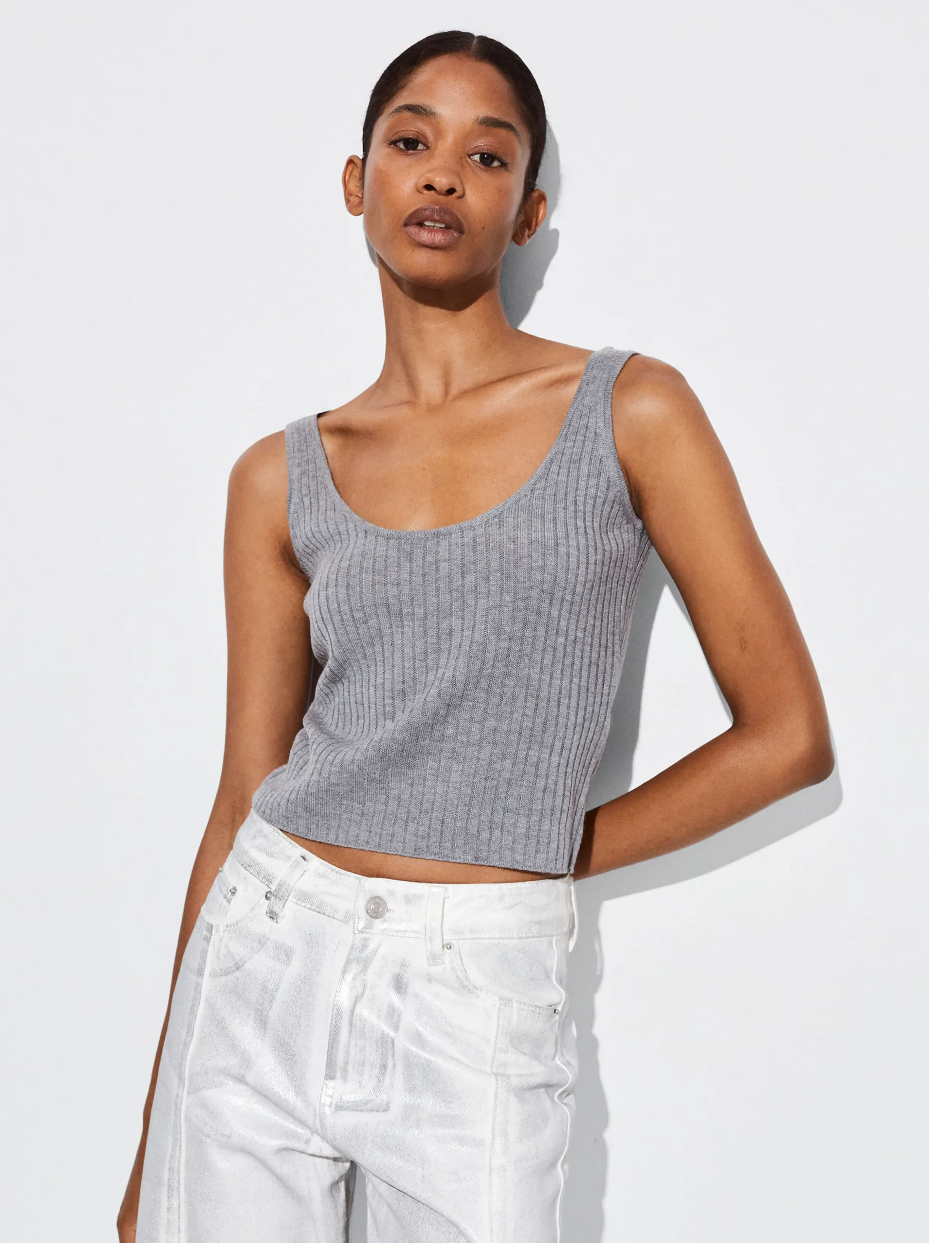 PARFOIS Sweater Con Abertura En Escote Gris Clearance