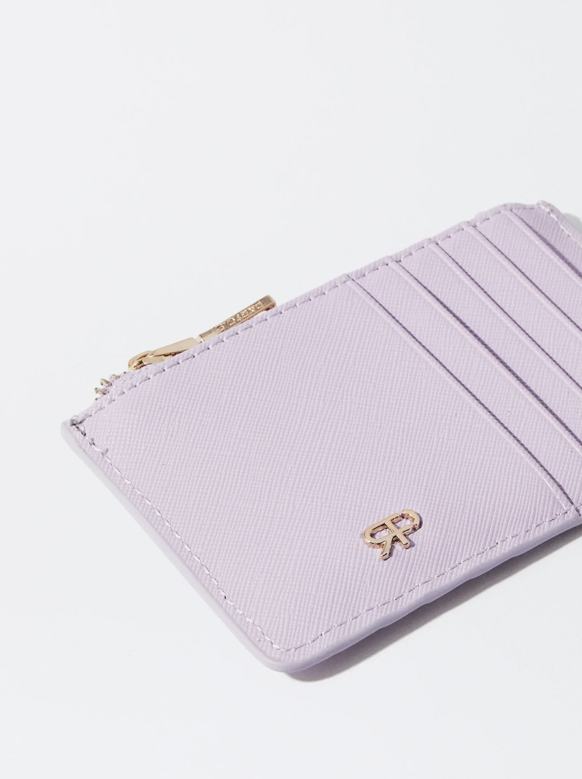 PARFOIS Tarjetero Con Monedero Liso Violeta Cheap