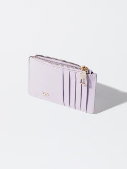 PARFOIS Tarjetero Con Monedero Liso Violeta Cheap