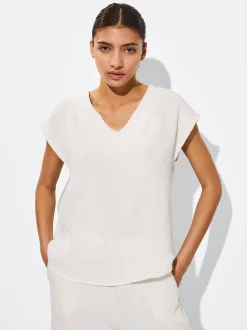 PARFOIS Top Algodón Con Estructura Blanco Cheap