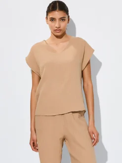 PARFOIS Top Algodón Con Estructura Marrón Cheap