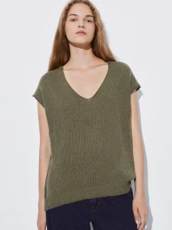 PARFOIS Top B&aacute;sico Algod&oacute;n Caqui Clearance