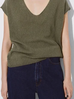 PARFOIS Top Básico Algodón Caqui Clearance