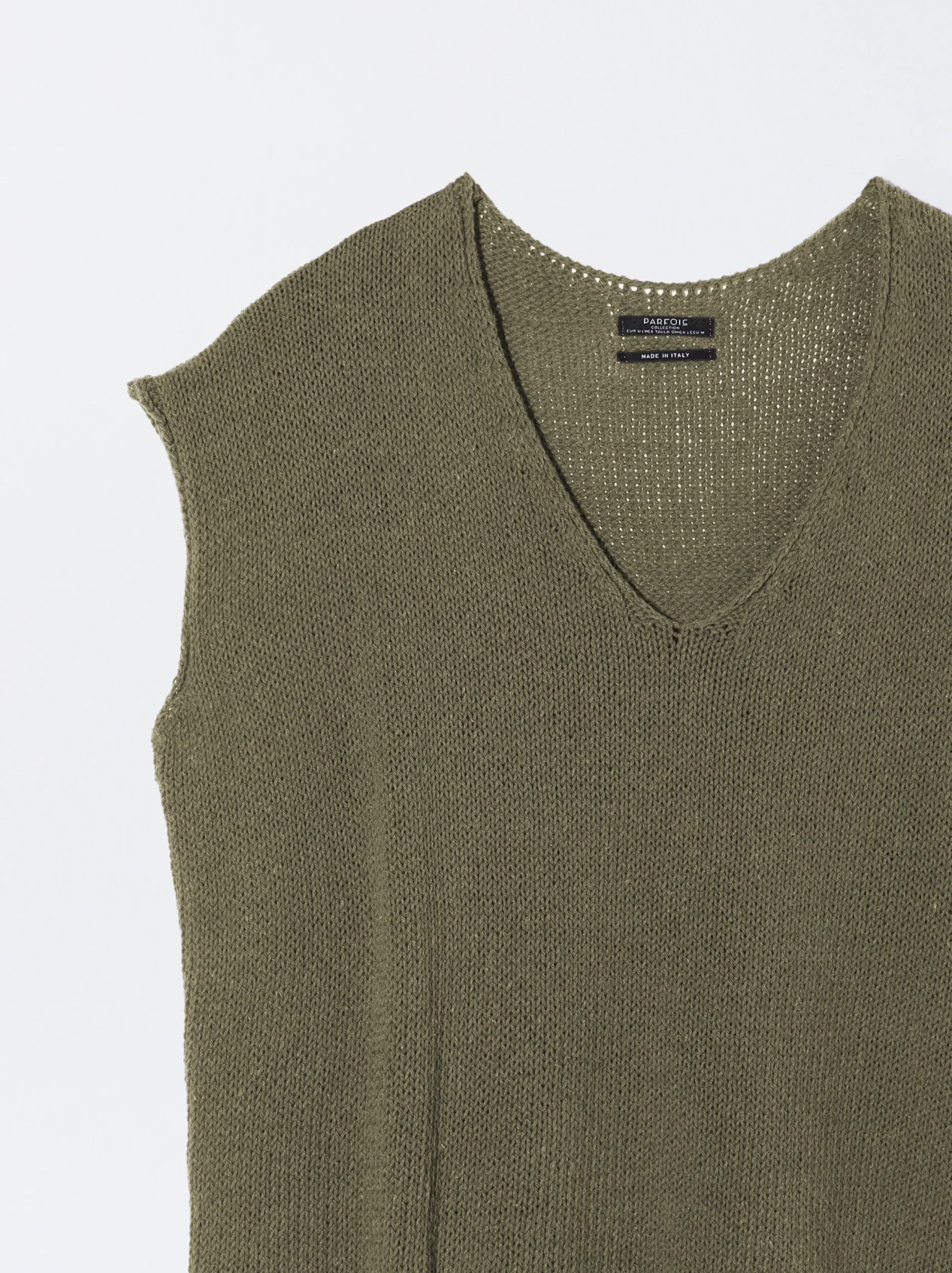 PARFOIS Top Básico Algodón Caqui Clearance