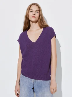 PARFOIS Top Básico Algodón Violeta Best