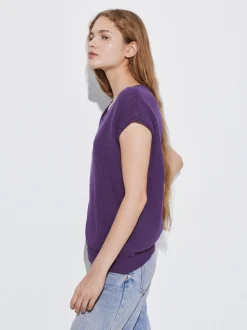 PARFOIS Top Básico Algodón Violeta Best