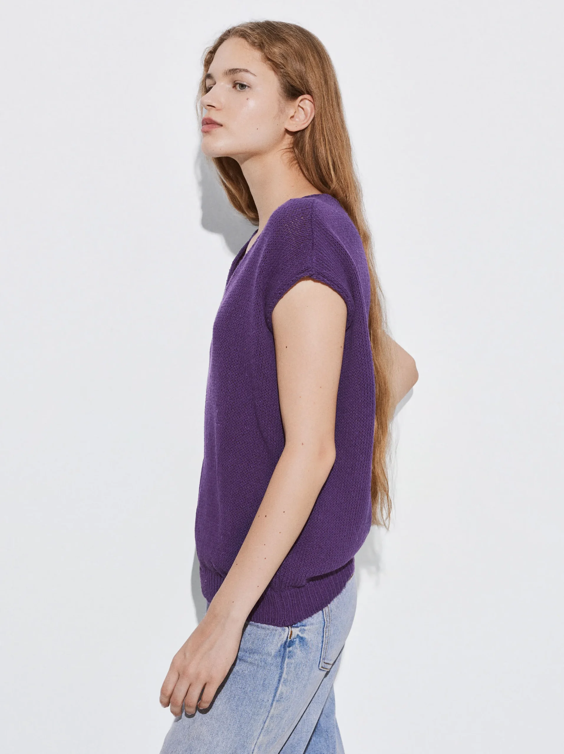 PARFOIS Top Básico Algodón Violeta Best