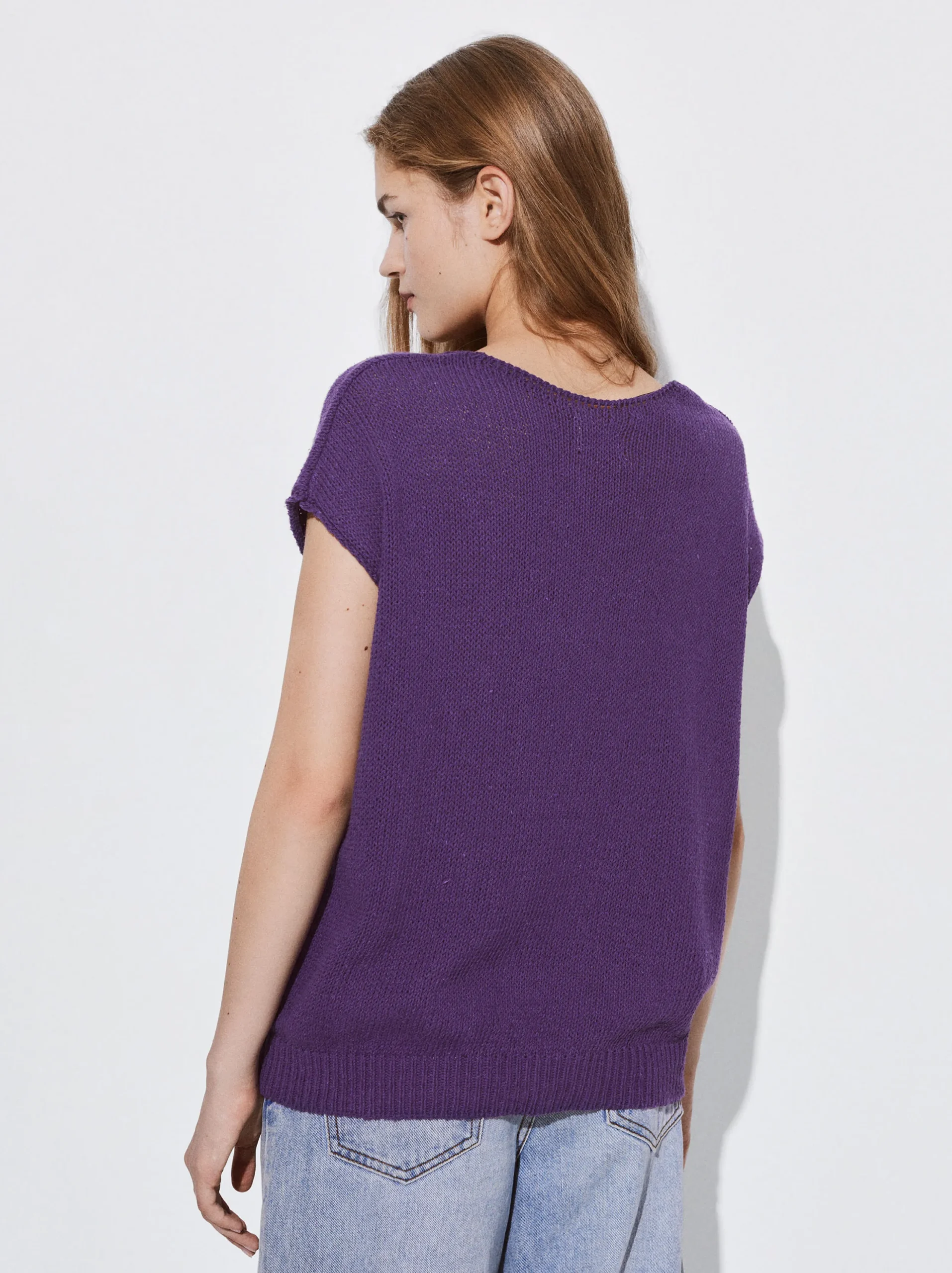 PARFOIS Top Básico Algodón Violeta Best