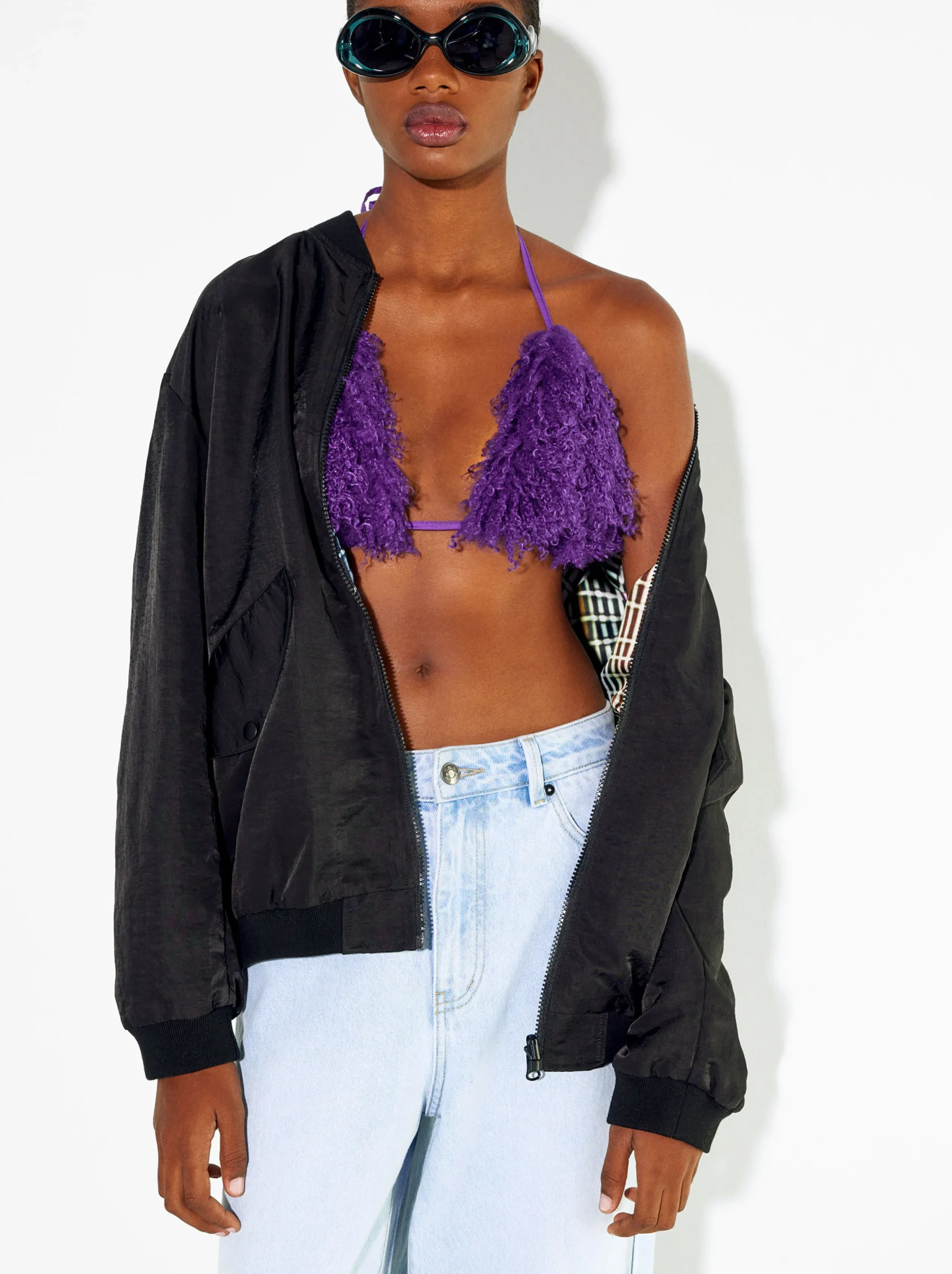 PARFOIS Top Con Pelo Violeta Cheap