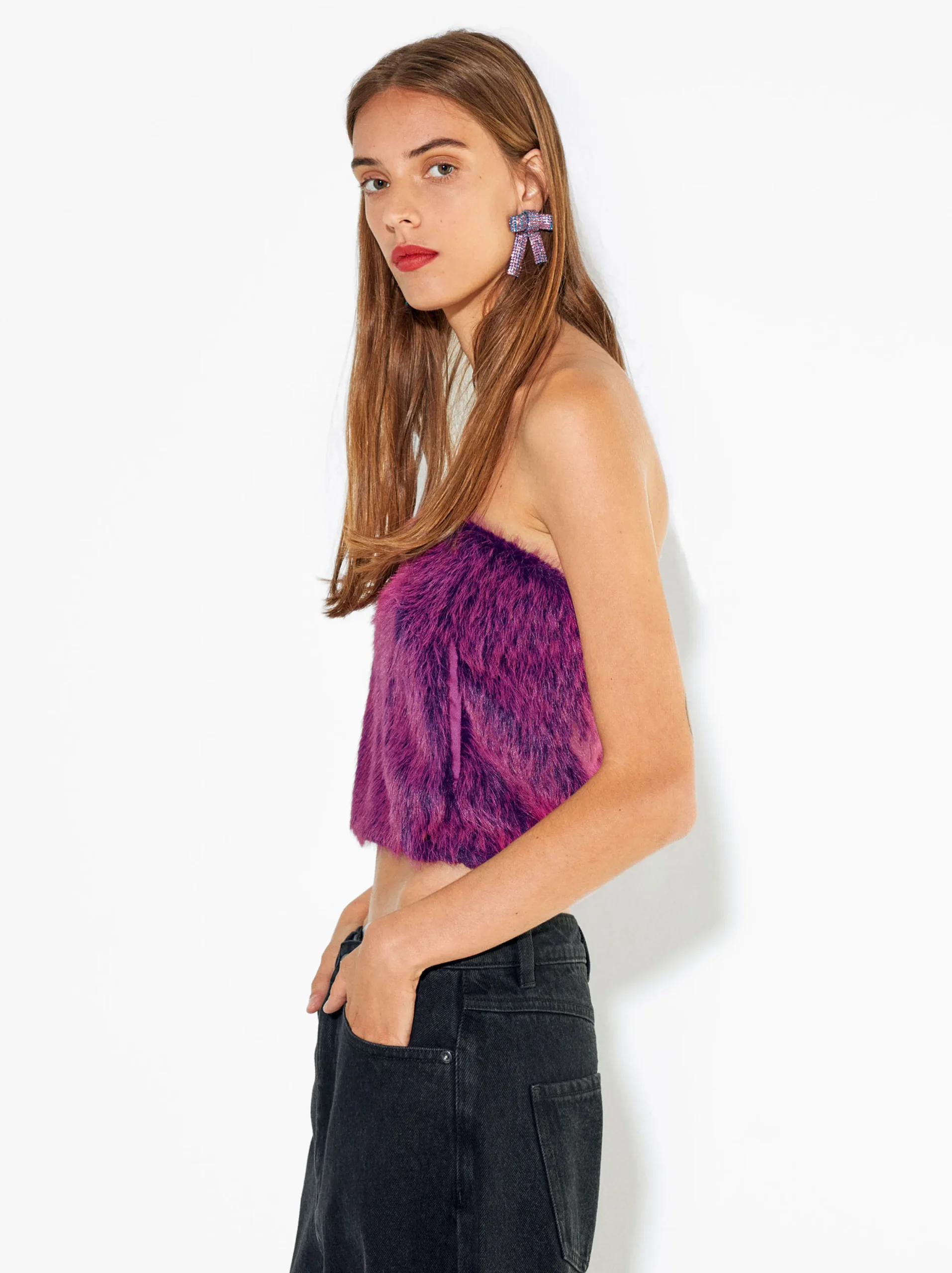 PARFOIS Top Con Pelo Rosa Cheap