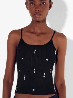 PARFOIS Top De Punto Con Aplicaciones Negro Cheap