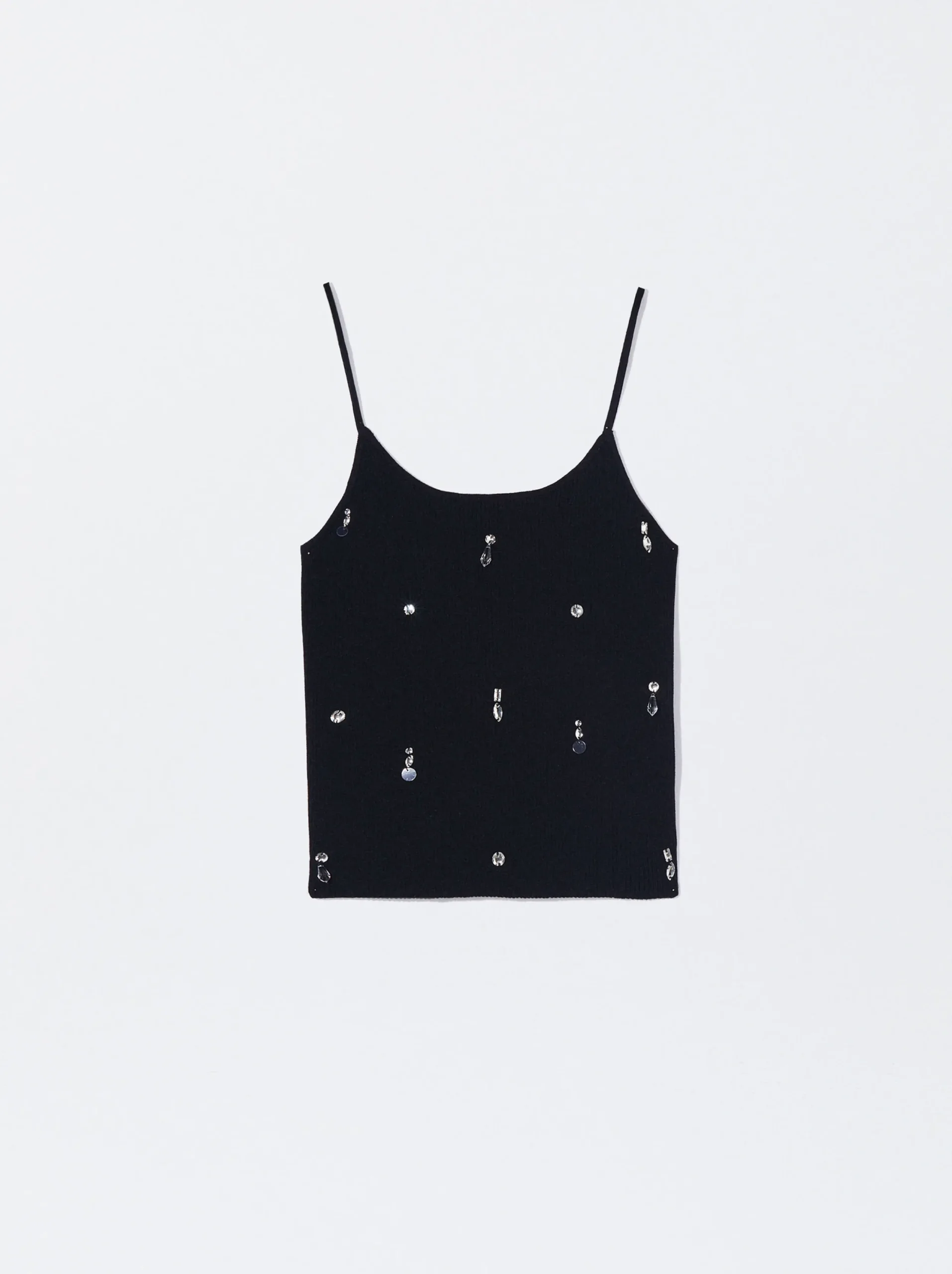 PARFOIS Top De Punto Con Aplicaciones Negro Cheap