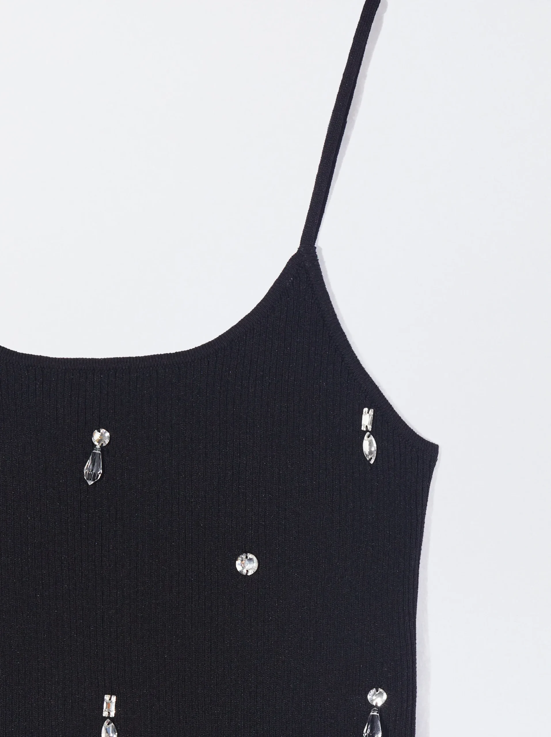 PARFOIS Top De Punto Con Aplicaciones Negro Cheap