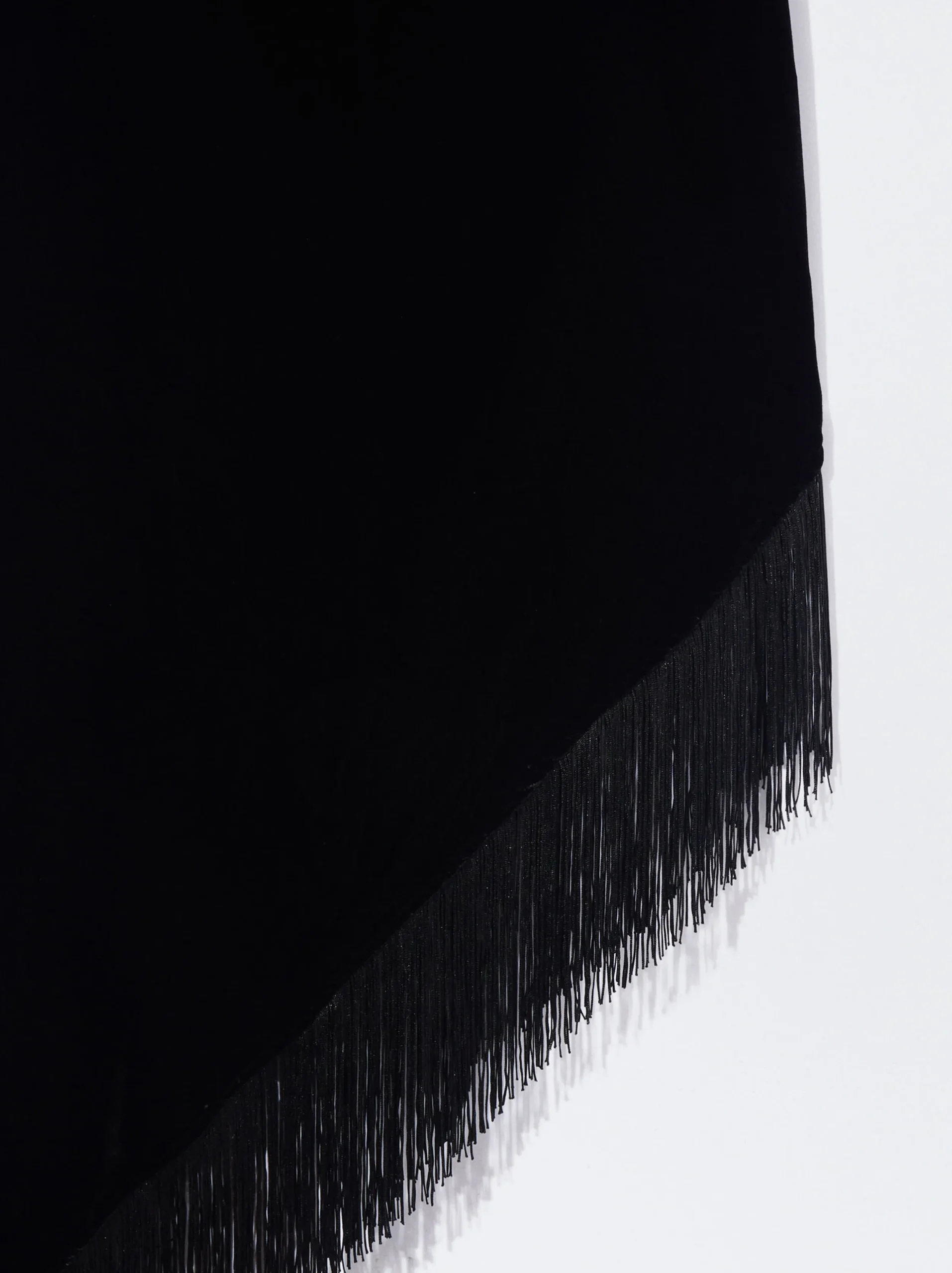 PARFOIS Vestido Asimétrico De Terciopelo Con Flecos Negro Sale