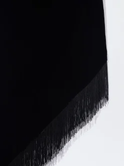 PARFOIS Vestido Asimétrico De Terciopelo Con Flecos Negro Sale