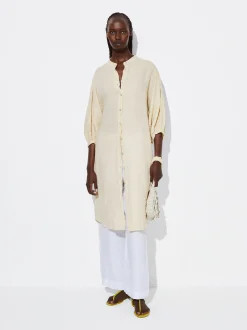 PARFOIS Vestido Camisero 100% Lino Beige Clearance