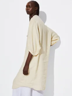 PARFOIS Vestido Camisero 100% Lino Beige Clearance