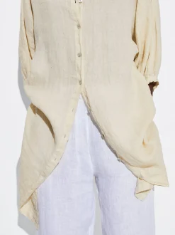 PARFOIS Vestido Camisero 100% Lino Beige Clearance