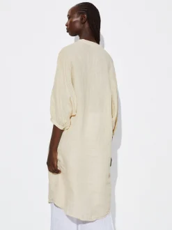 PARFOIS Vestido Camisero 100% Lino Beige Clearance