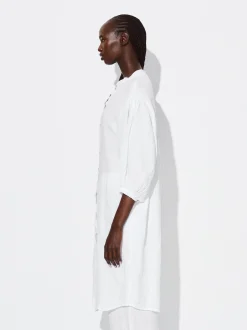 PARFOIS Vestido Camisero 100% Lino Blanco Sale
