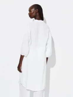 PARFOIS Vestido Camisero 100% Lino Blanco Sale