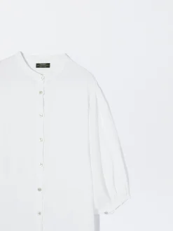 PARFOIS Vestido Camisero 100% Lino Blanco Sale