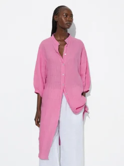 PARFOIS Vestido Camisero 100% Lino Rosa Best