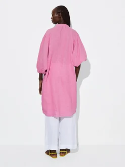 PARFOIS Vestido Camisero 100% Lino Rosa Best