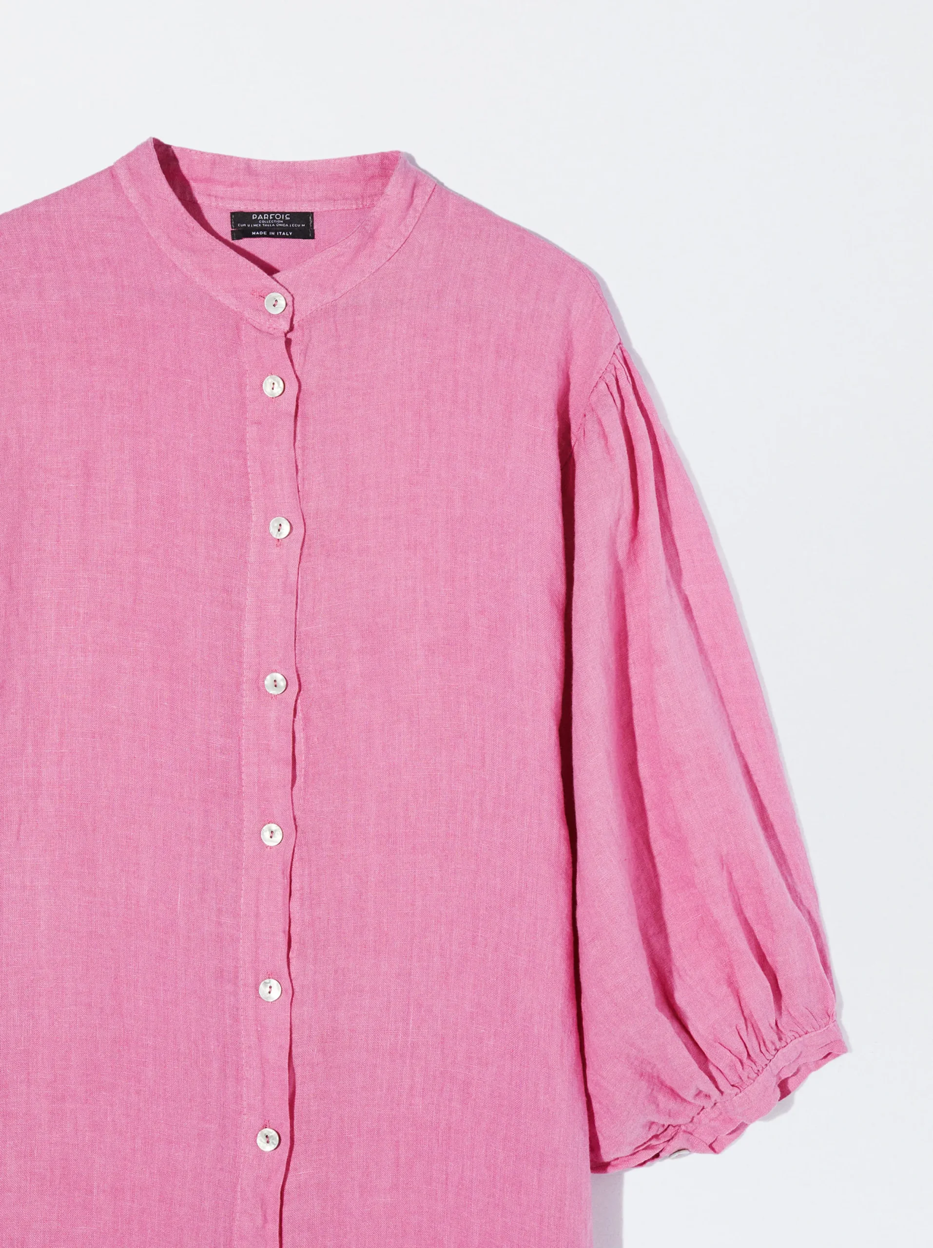PARFOIS Vestido Camisero 100% Lino Rosa Best