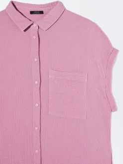 PARFOIS Vestido Camisero Algod&oacute;n Rosa Hot