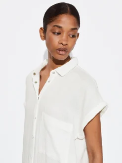 PARFOIS Vestido Camisero Algodón Blanco Hot