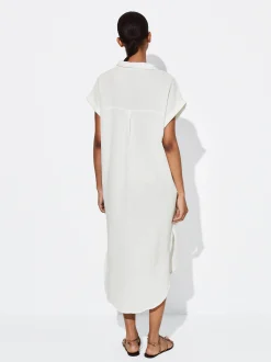 PARFOIS Vestido Camisero Algodón Blanco Hot