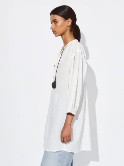 PARFOIS Vestido Camisero Algodón Blanco Fashion
