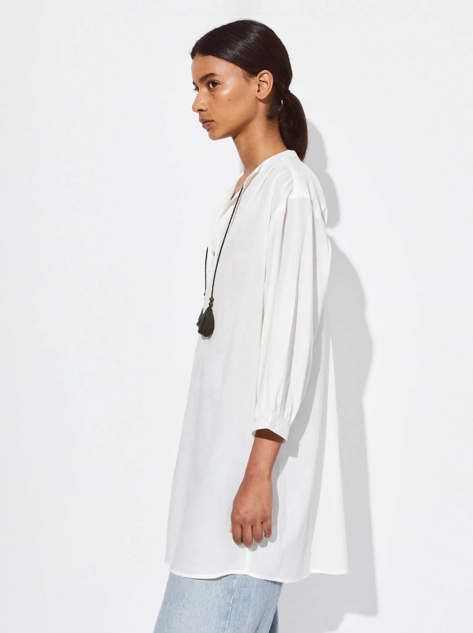 PARFOIS Vestido Camisero Algodón Blanco Fashion