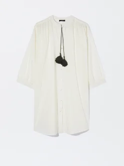 PARFOIS Vestido Camisero Algodón Blanco Fashion