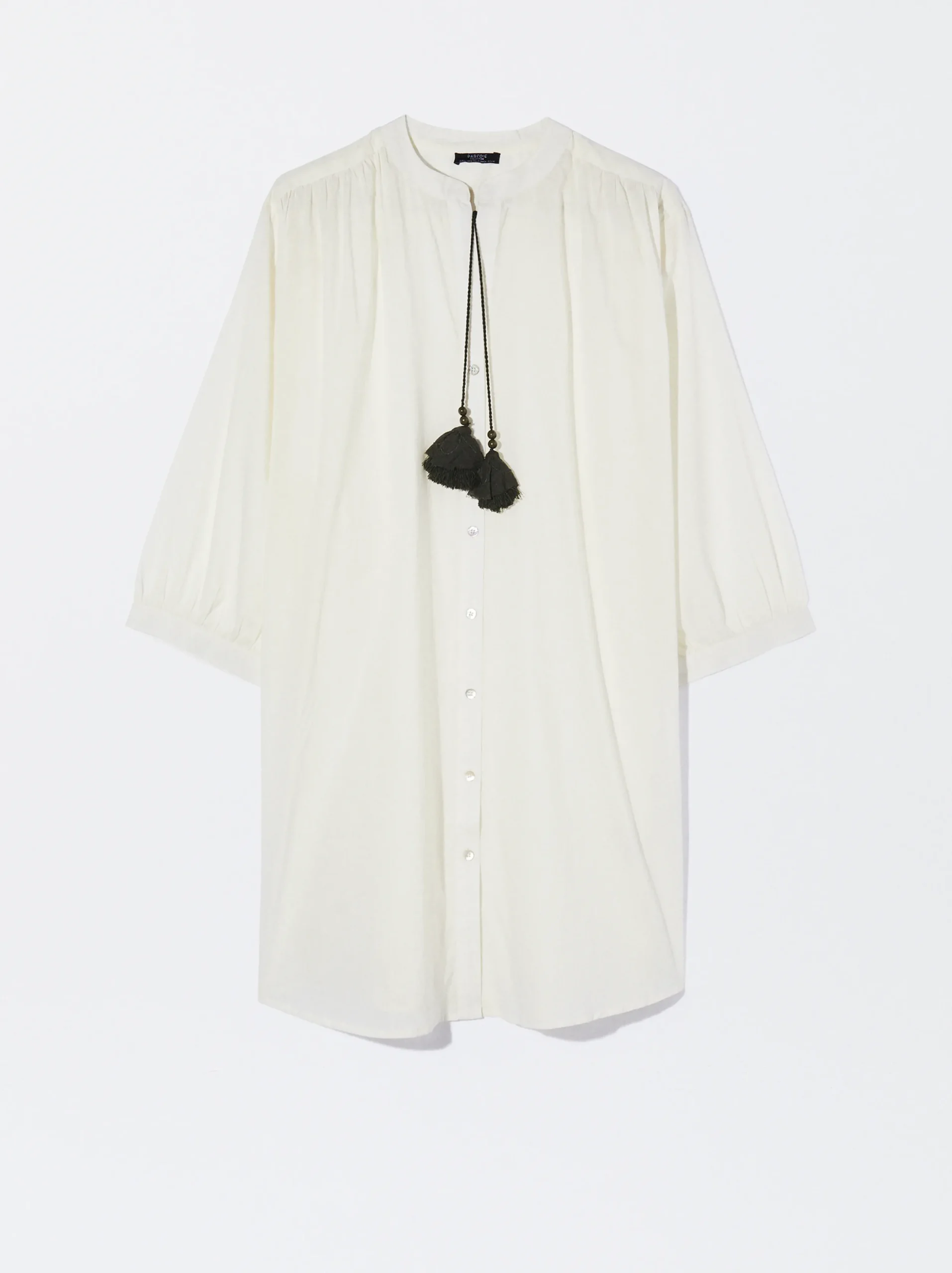 PARFOIS Vestido Camisero Algodón Blanco Fashion
