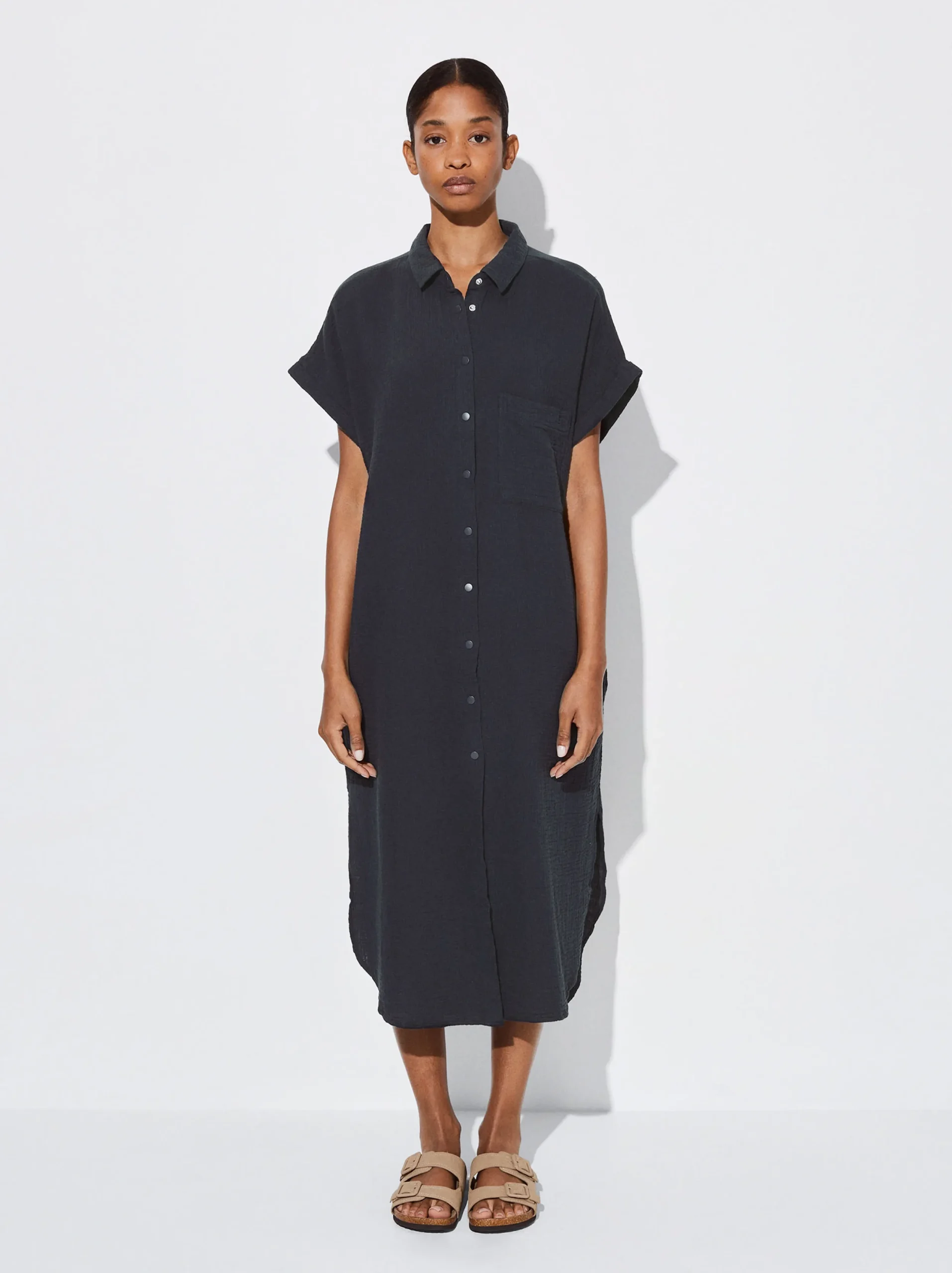 PARFOIS Vestido Camisero Algodón Gris Online