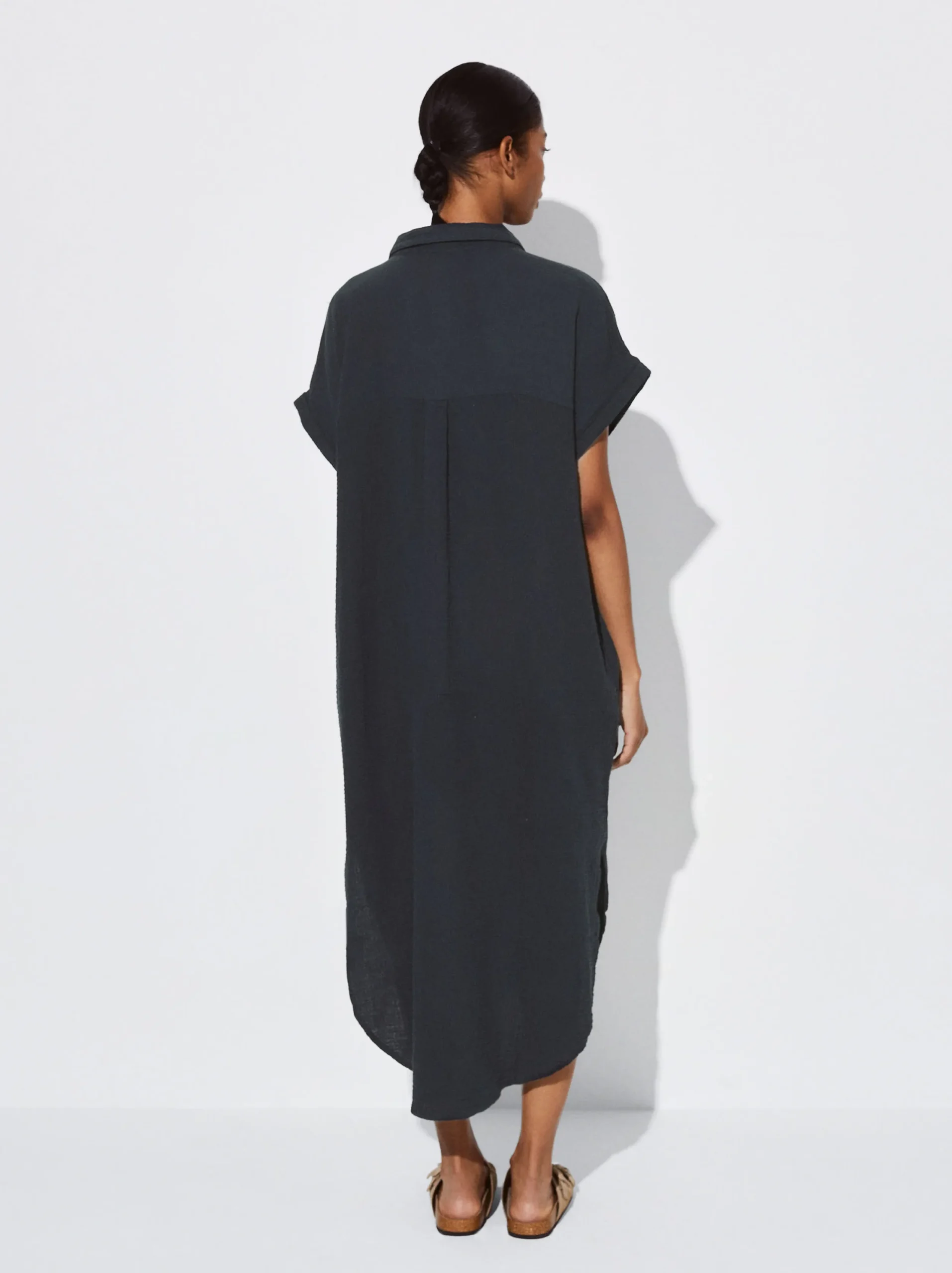 PARFOIS Vestido Camisero Algodón Gris Online