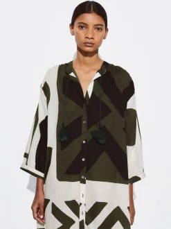 PARFOIS Vestido Camisero Algod&oacute;n Con Impresi&oacute;n Multicor Hot