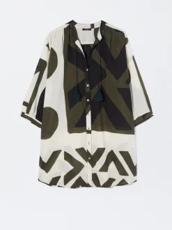 PARFOIS Vestido Camisero Algodón Con Impresión Multicor Hot