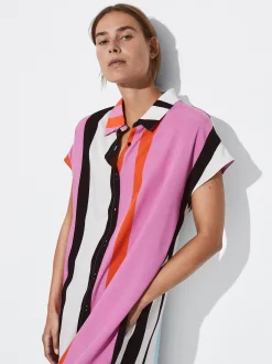 PARFOIS Vestido Camisero Con Rayas Multicor Cheap
